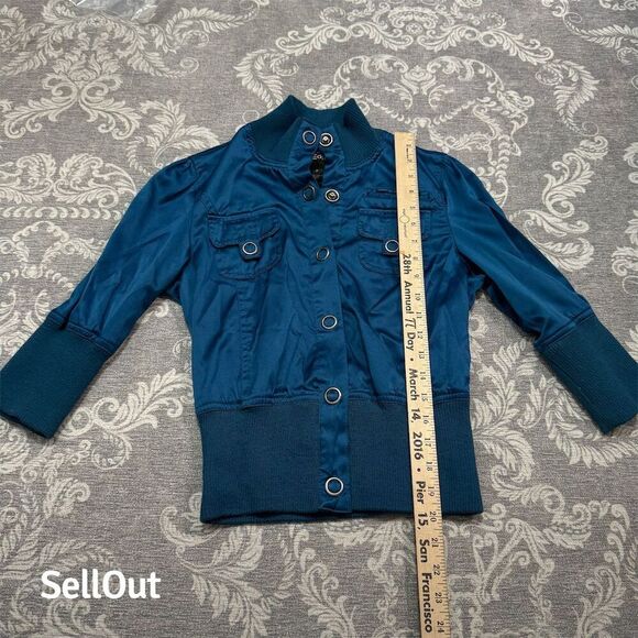 Outer Edge Women's Teal Snap Button Jacket Blue Size M Standard - Picture 6 of 8